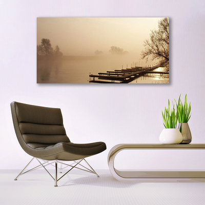 Canvas Kunstdruck Brücke Wasser Nebel Landschaft