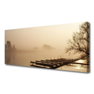 Canvas Kunstdruck Brücke Wasser Nebel Landschaft