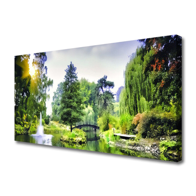 Canvas Kunstdruck Wald Wasserfsll Sonne Natur