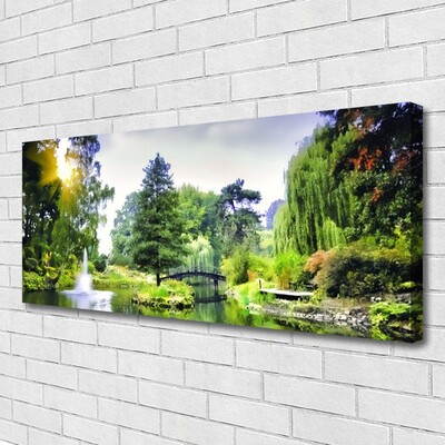 Canvas Kunstdruck Wald Wasserfsll Sonne Natur