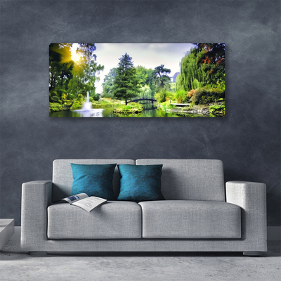 Canvas Kunstdruck Wald Wasserfsll Sonne Natur