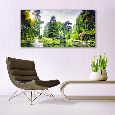 Canvas Kunstdruck Wald Wasserfsll Sonne Natur