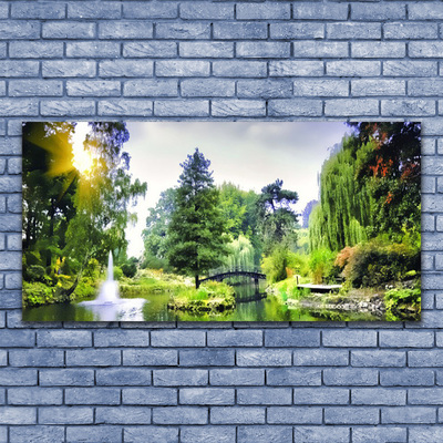 Canvas Kunstdruck Wald Wasserfsll Sonne Natur