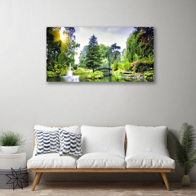 Canvas Kunstdruck Wald Wasserfsll Sonne Natur