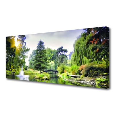 Canvas Kunstdruck Wald Wasserfsll Sonne Natur