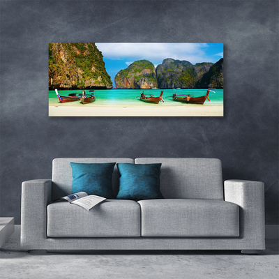 Canvas Kunstdruck Strand Meer Gebirge Landschaft