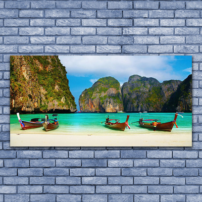 Canvas Kunstdruck Strand Meer Gebirge Landschaft