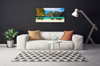 Canvas Kunstdruck Strand Meer Gebirge Landschaft