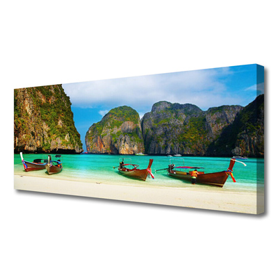 Canvas Kunstdruck Strand Meer Gebirge Landschaft