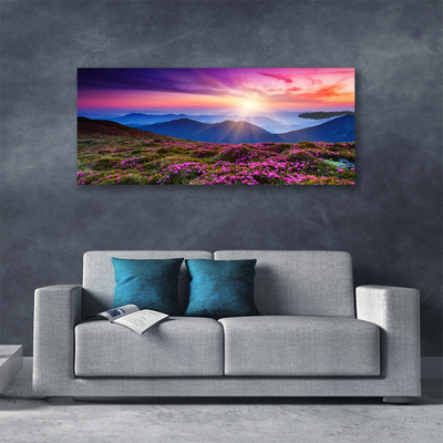 Canvas Kunstdruck Gebirge Wiese Blumen Landschaft