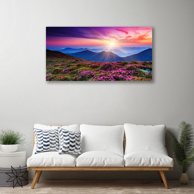 Canvas Kunstdruck Gebirge Wiese Blumen Landschaft