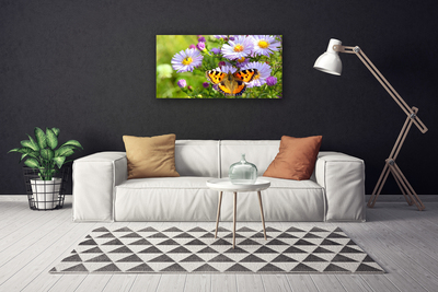 Canvas Kunstdruck Blumen Schmetterling Natur