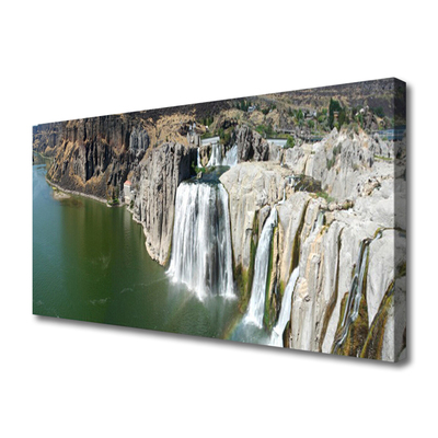 Canvas Kunstdruck Gebirge Wasserfall See Landschaft