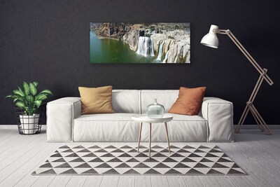 Canvas Kunstdruck Gebirge Wasserfall See Landschaft