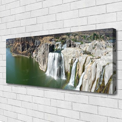 Canvas Kunstdruck Gebirge Wasserfall See Landschaft