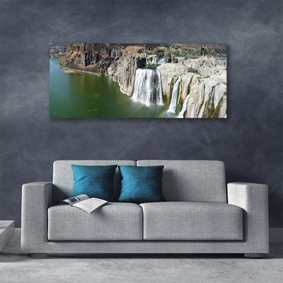 Canvas Kunstdruck Gebirge Wasserfall See Landschaft