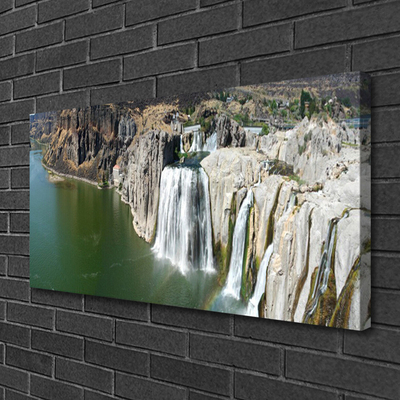 Canvas Kunstdruck Gebirge Wasserfall See Landschaft