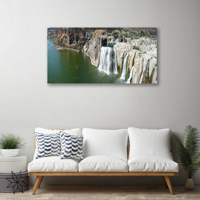 Canvas Kunstdruck Gebirge Wasserfall See Landschaft