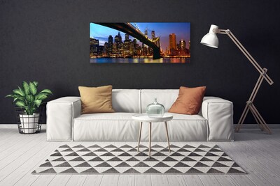 Canvas Kunstdruck Brücke Stadt Wasser Architektur