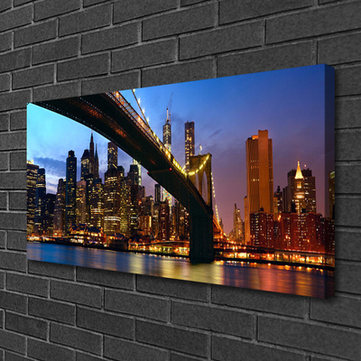 Canvas Kunstdruck Brücke Stadt Wasser Architektur