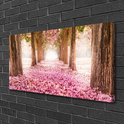 Canvas Kunstdruck Fußpfad Baumstämme Natur