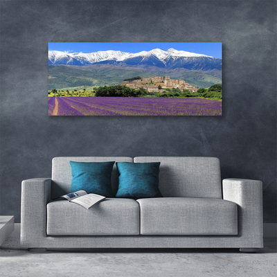 Canvas Kunstdruck Wiese Blumen Gebirge Landschaft