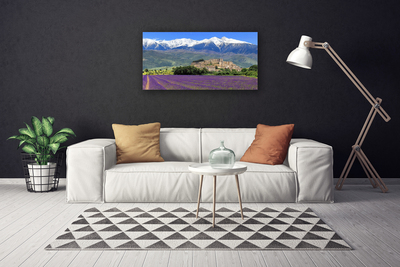 Canvas Kunstdruck Wiese Blumen Gebirge Landschaft