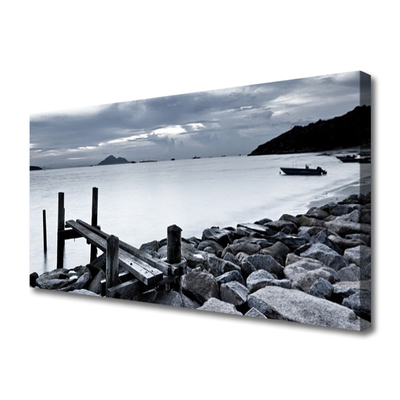 Canvas Kunstdruck Meer Strand Steine Landschaft