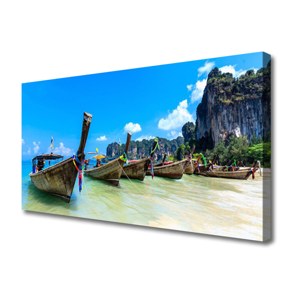 Canvas Kunstdruck Boote Meer Strand Landschaft