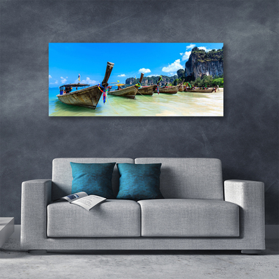 Canvas Kunstdruck Boote Meer Strand Landschaft