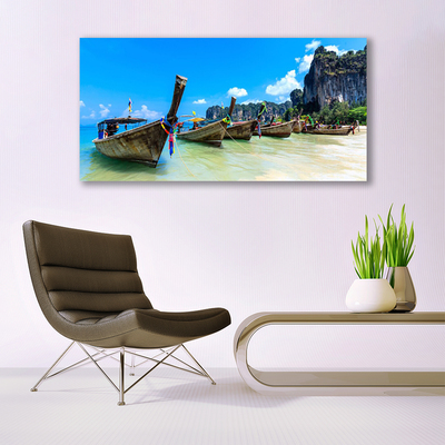 Canvas Kunstdruck Boote Meer Strand Landschaft