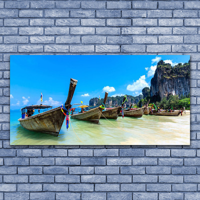 Canvas Kunstdruck Boote Meer Strand Landschaft