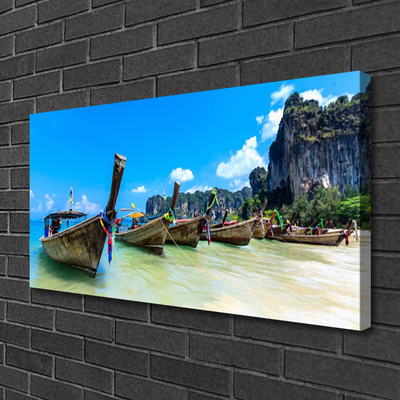 Canvas Kunstdruck Boote Meer Strand Landschaft