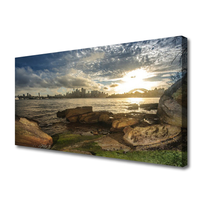 Canvas Kunstdruck Meer Steine Stadt Landschaft