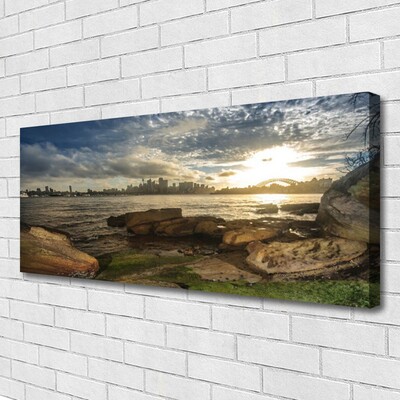 Canvas Kunstdruck Meer Steine Stadt Landschaft