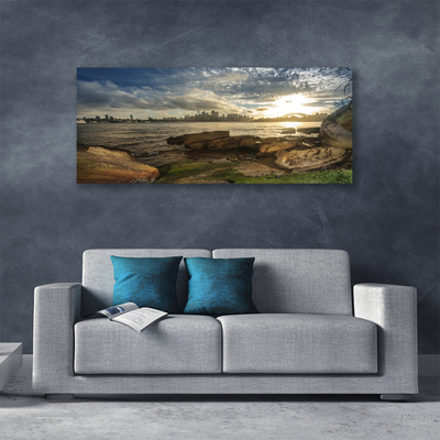 Canvas Kunstdruck Meer Steine Stadt Landschaft