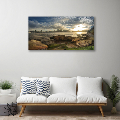 Canvas Kunstdruck Meer Steine Stadt Landschaft