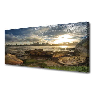 Canvas Kunstdruck Meer Steine Stadt Landschaft