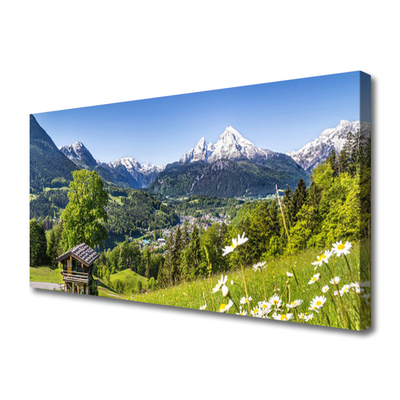 Canvas Kunstdruck Gebirge Felder Natur