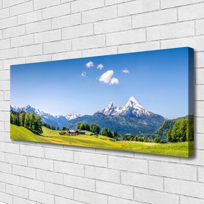 Canvas Kunstdruck Felder Bäume Gebirge Landschaft