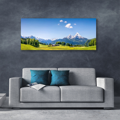 Canvas Kunstdruck Felder Bäume Gebirge Landschaft