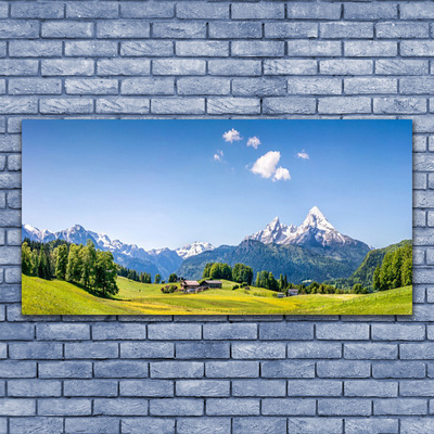 Canvas Kunstdruck Felder Bäume Gebirge Landschaft