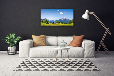 Canvas Kunstdruck Felder Bäume Gebirge Landschaft