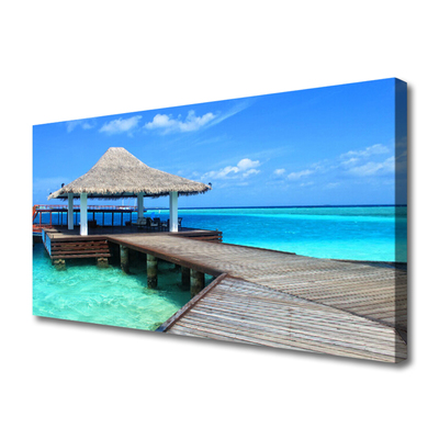 Canvas Kunstdruck Meer Brücke Architektur
