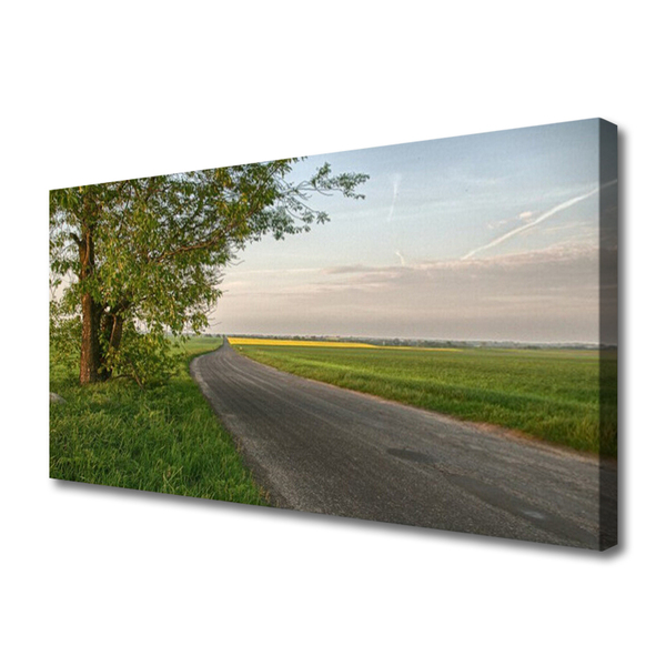 Canvas Kunstdruck Straße Baum Gras Landschaft