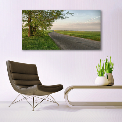 Canvas Kunstdruck Straße Baum Gras Landschaft