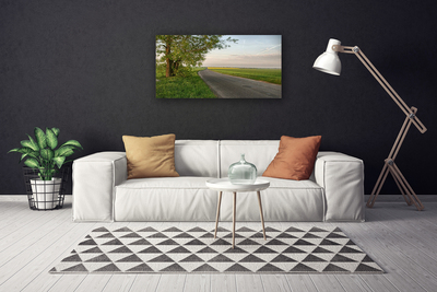 Canvas Kunstdruck Straße Baum Gras Landschaft