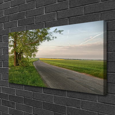 Canvas Kunstdruck Straße Baum Gras Landschaft