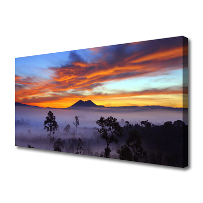 Canvas Kunstdruck Bäume Nebel Landschaft