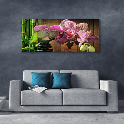 Canvas Kunstdruck Blumen Bambus Steine Pflanzen